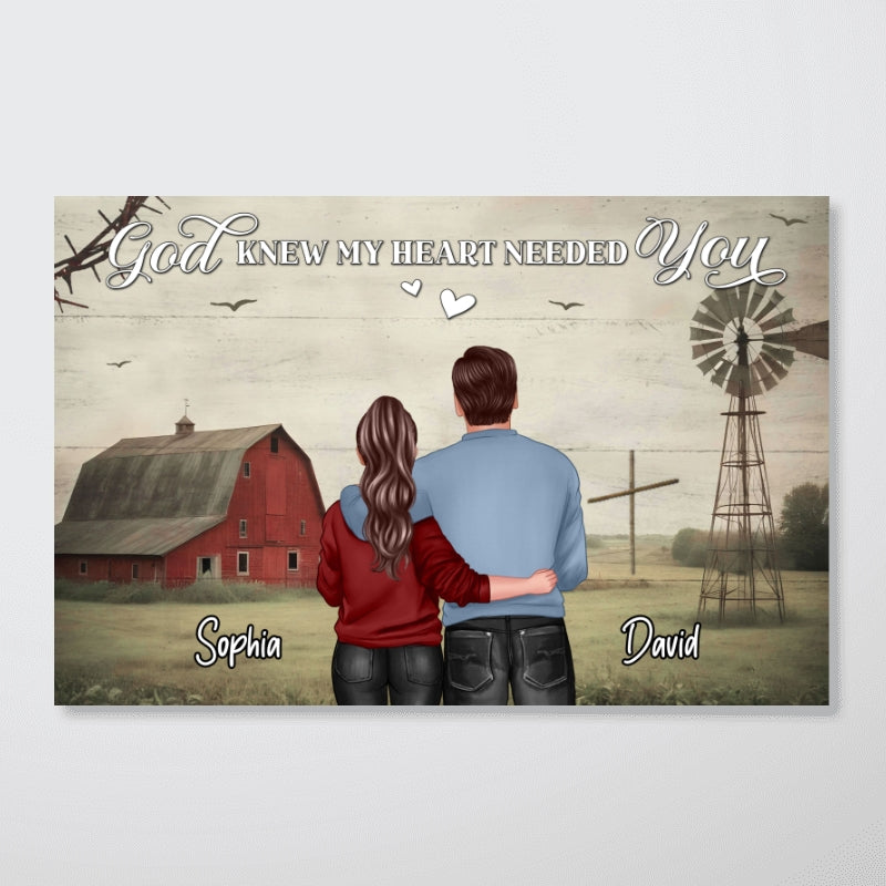 God Knew My Heart Needed You Couple Back View Personalized Poster
