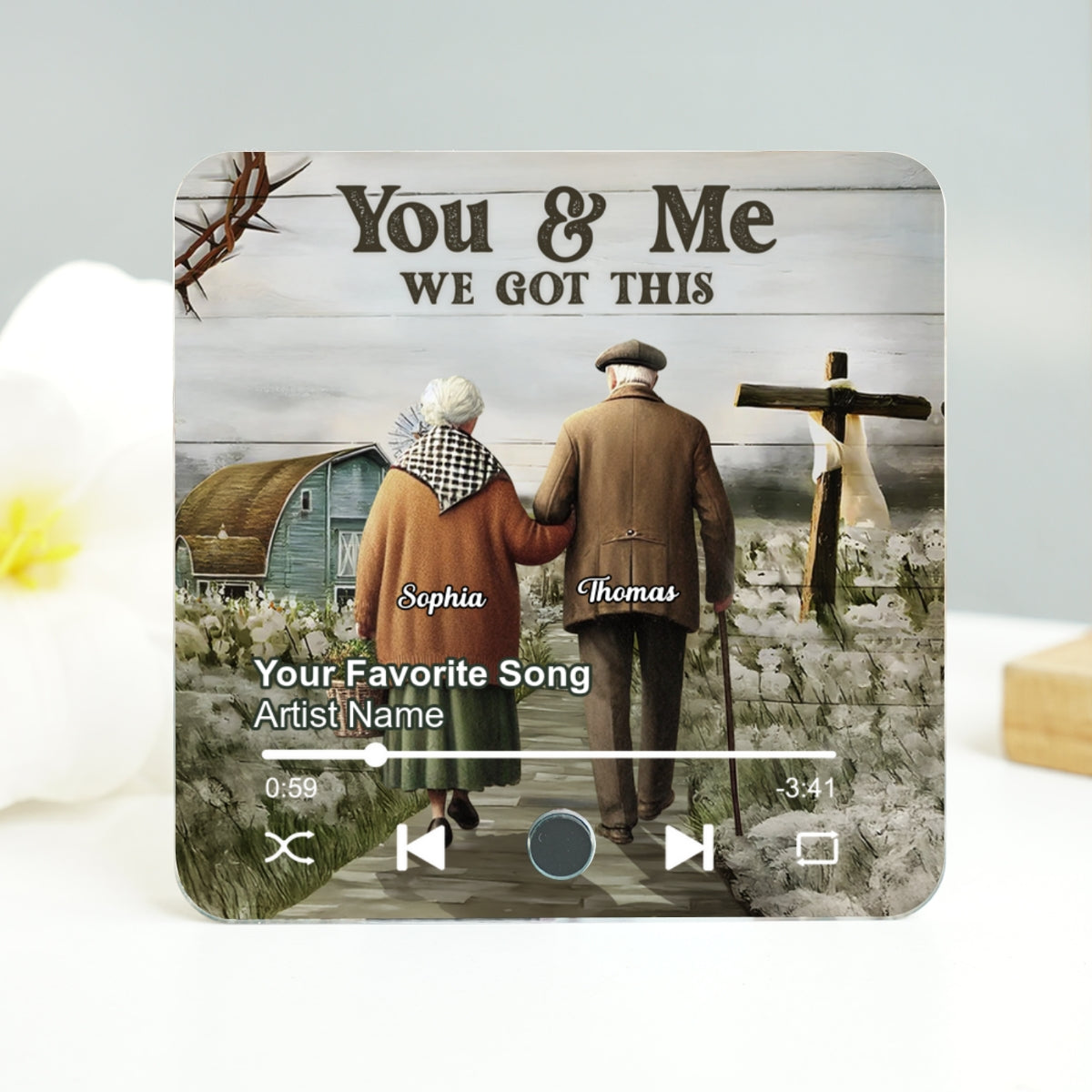 God Knew My Heart Needed You Old Couple Personalized Music Fridge Magnet, Anniversary  Gift For Him, For Her