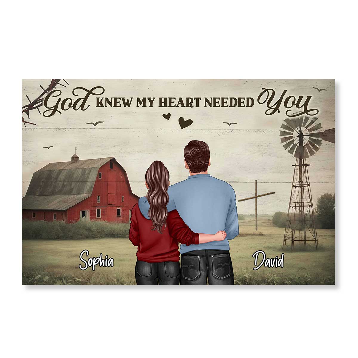 God Knew My Heart Needed You Couple Back View Personalized Poster